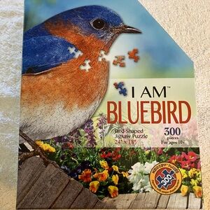 Blue Bird Bird-Shaped Jigsaw Puzzle - Blue and Orange 300 pieces